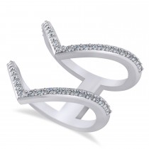 Diamond Double V Chevron Fashion Ring 14K White Gold (0.51ct)