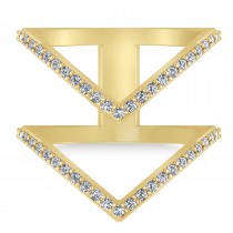 Diamond Double V Chevron Fashion Ring 14K Yellow Gold (0.51ct)
