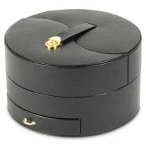 WOLF Heritage Women's Round Jewelry Box with Removable Travel Accessory Organizer