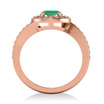 Round Emerald Halo Engagement Ring 14k Rose Gold (1.40ct)