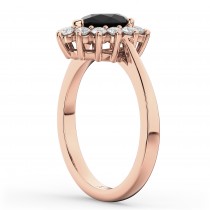 Halo Pear Shape Black Diamond Engagement Ring 14k Rose Gold (1.12ct)