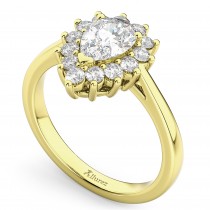 Halo Moissanite & Diamond Floral Pear Shaped Fashion Ring 14k Yellow Gold (1.11ct)