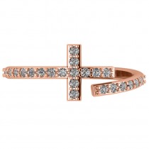 Curved Cross Diamond Fashion Ring 14k Rose Gold (0.36ct)