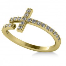 Curved Cross Diamond Fashion Ring 14k Yellow Gold (0.36ct)