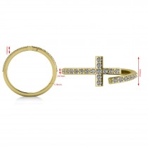 Curved Cross Diamond Fashion Ring 14k Yellow Gold (0.36ct)
