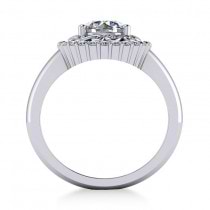 Diamond Swirl Halo Engagement Ring 14k White Gold (1.24ct)