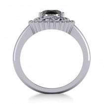 White & Black Diamond Halo Engagement Ring 14k White Gold (1.24ct)