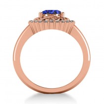 Blue Sapphire & Diamond Halo Engagement Ring 14k Rose Gold (1.24ct)