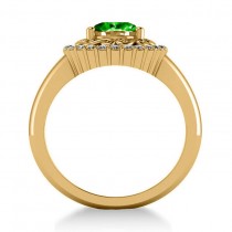Emerald & Diamond Swirl Halo Engagement Ring 14k Yellow Gold (1.24ct)