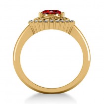 Garnet & Diamond Swirl Halo Engagement Ring 14k Yellow Gold (1.24ct)