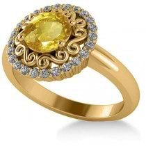 Yellow Sapphire & Diamond Halo Engagement Ring 14k Yellow Gold (1.24ct)