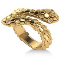 Diamond Double Snake Fashion Ring 14k Yellow Gold (0.04ct)