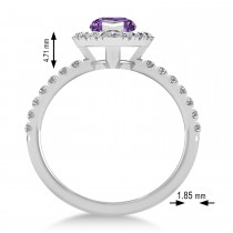 Amethyst & Diamond Marquise Halo Engagement Ring 14k White Gold (1.84ct)