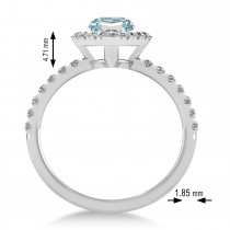 Aquamarine & Diamond Marquise Halo Engagement Ring 14k White Gold (1.84ct)