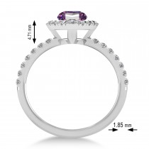 Lab Alexandrite & Diamond Marquise Halo Engagement Ring 14k White Gold (1.84ct)