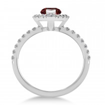 Garnet & Diamond Marquise Halo Engagement Ring 14k White Gold (1.84ct)