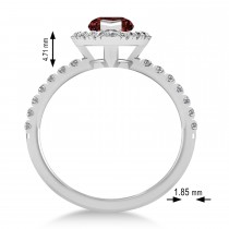 Garnet & Diamond Marquise Halo Engagement Ring 14k White Gold (1.84ct)