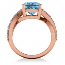 Twisted Cushion Blue Topaz Engagement Ring 14k Rose Gold (4.16ct)
