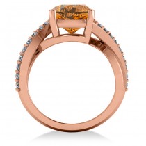 Twisted Cushion Citrine Engagement Ring 14k Rose Gold (4.16ct)
