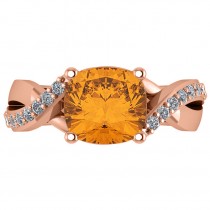 Twisted Cushion Citrine Engagement Ring 14k Rose Gold (4.16ct)