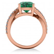 Twisted Cushion Emerald Engagement Ring 14k Rose Gold (4.16ct)
