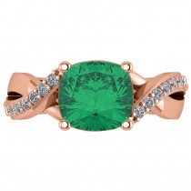 Twisted Cushion Emerald Engagement Ring 14k Rose Gold (4.16ct)