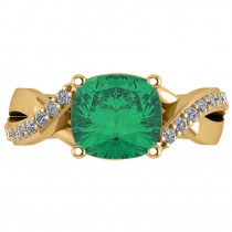 Twisted Cushion Emerald Engagement Ring 14k Yellow Gold (4.16ct)