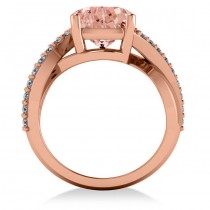 Twisted Cushion Pink Morganite Engagement Ring 14k Rose Gold (4.16ct)
