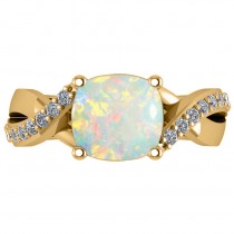 Twisted Cushion Opal Engagement Ring 14k Yellow Gold (4.16ct)