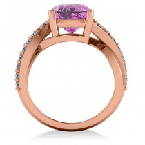 Twisted Cushion Pink Sapphire Engagement Ring 14k Rose Gold (4.16ct)