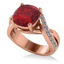 Twisted Cushion Ruby Engagement Ring 14k Rose Gold (4.16ct)