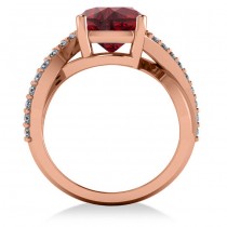 Twisted Cushion Ruby Engagement Ring 14k Rose Gold (4.16ct)
