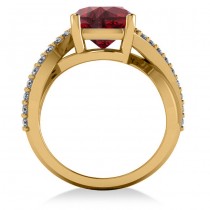 Twisted Cushion Ruby Engagement Ring 14k Yellow Gold (4.16ct)