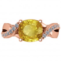 Twisted Cushion Yellow Sapphire Engagement Ring 14k Rose Gold (4.16ct)