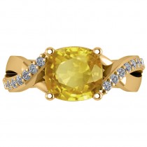 Twisted Cushion Yellow Sapphire Engagement Ring 14k Yellow Gold (4.16ct)