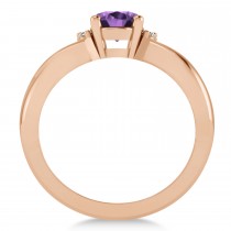 Oval Cut Amethyst & Diamond Engagement Ring With Split Shank 14k Rose Gold (1.69ct)