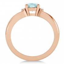 Oval Cut Aquamarine & Diamond Engagement Ring With Split Shank 14k Rose Gold (1.69ct)