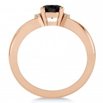 Oval Cut Black & White Diamond Engagement Ring With Split Shank 14k Rose Gold (1.59 ct)