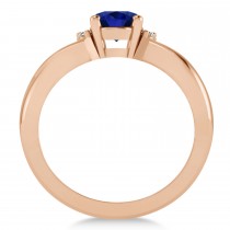 Oval Cut Blue Sapphire & Diamond Engagement Ring With Split Shank 14k Rose Gold (1.69ct)