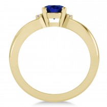 Oval Cut Blue Sapphire & Diamond Engagement Ring With Split Shank 14k Yellow Gold (1.69ct)