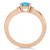 Oval Cut Blue Topaz & Diamond Engagement Ring With Split Shank 14k Rose Gold (1.69ct)