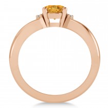 Oval Cut Citrine & Diamond Engagement Ring With Split Shank 14k Rose Gold (1.69ct)