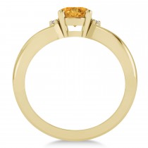 Oval Cut Citrine & Diamond Engagement Ring With Split Shank 14k Yellow Gold (1.69ct)