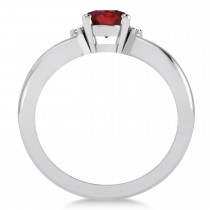Oval Cut Garnet & Diamond Engagement Ring With Split Shank 14k White Gold (1.69ct)