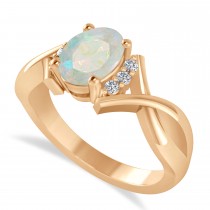 Oval Cut Opal & Diamond Engagement Ring With Split Shank 14k Rose Gold (1.69ct)
