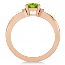 Oval Cut Peridot & Diamond Engagement Ring With Split Shank 14k Rose Gold (1.69ct)