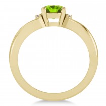 Oval Cut Peridot & Diamond Engagement Ring With Split Shank 14k Yellow Gold (1.69ct)