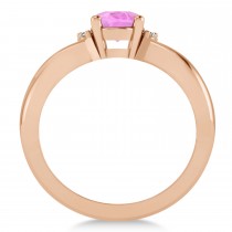Oval Cut Pink Sapphire & Diamond Engagement Ring With Split Shank 14k Rose Gold (1.69ct)