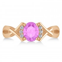 Oval Cut Pink Sapphire & Diamond Engagement Ring With Split Shank 14k Rose Gold (1.69ct)