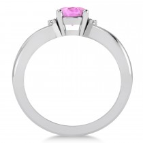 Oval Cut Pink Sapphire & Diamond Engagement Ring With Split Shank 14k White Gold (1.69ct)